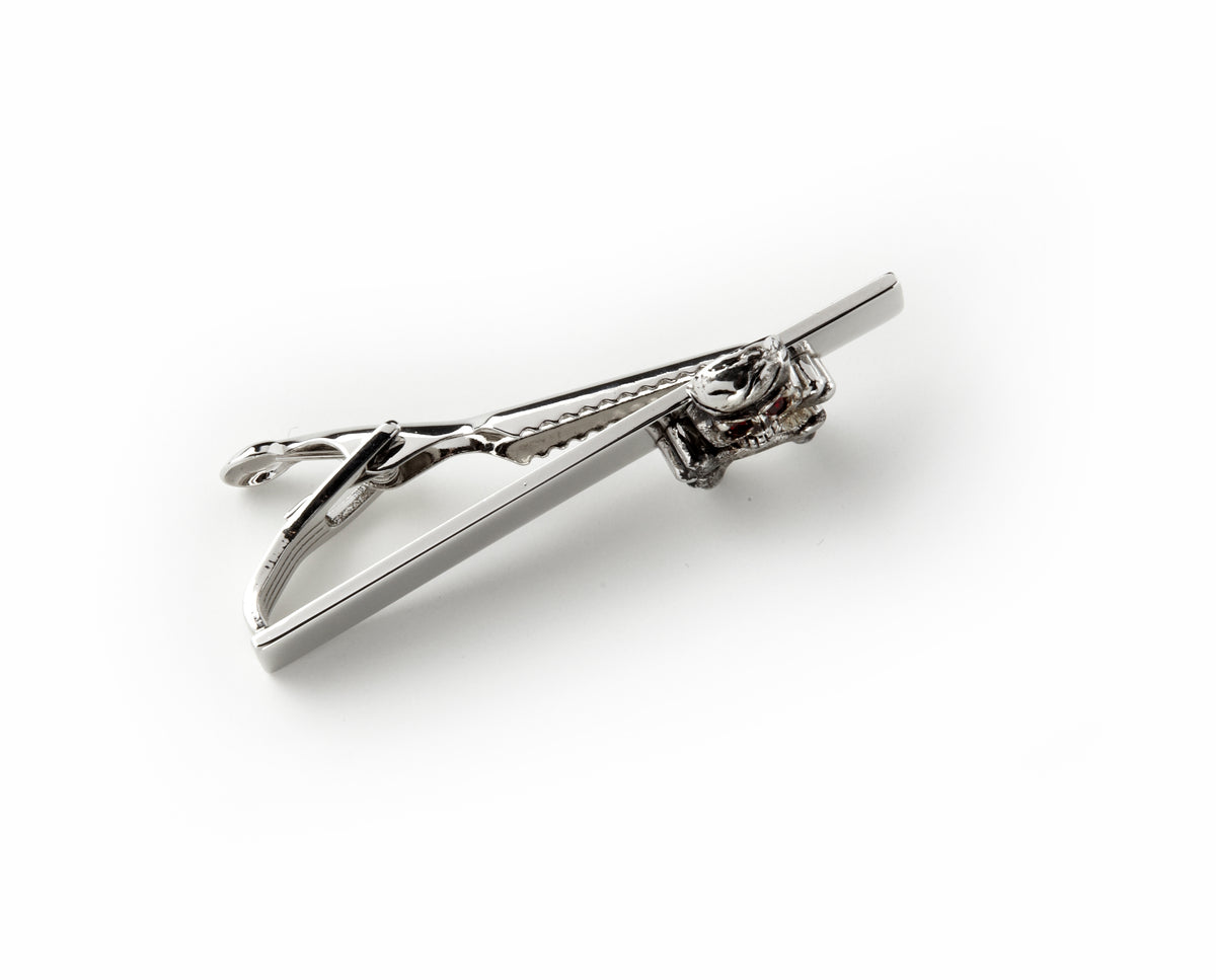 Skull and Crossbones with Red Crystal Tie Bar