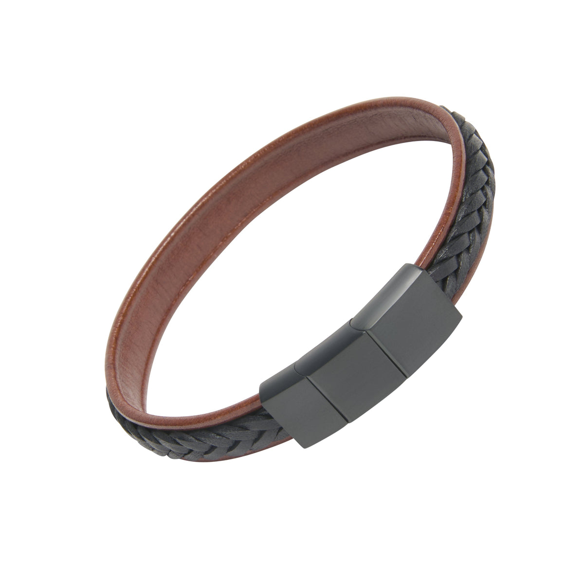 Braid on Leather Strap Bracelet
