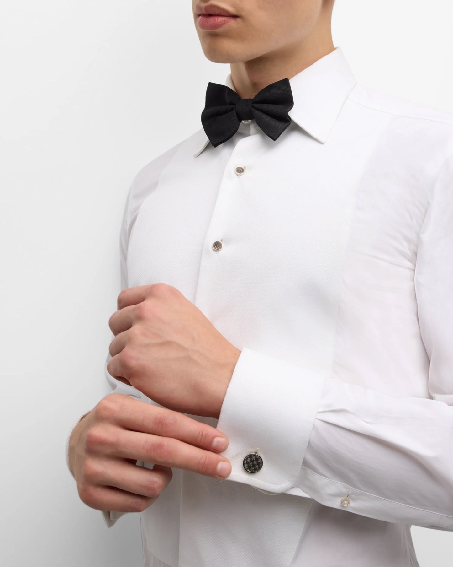 Carbon Round Stud & Cufflinks Set