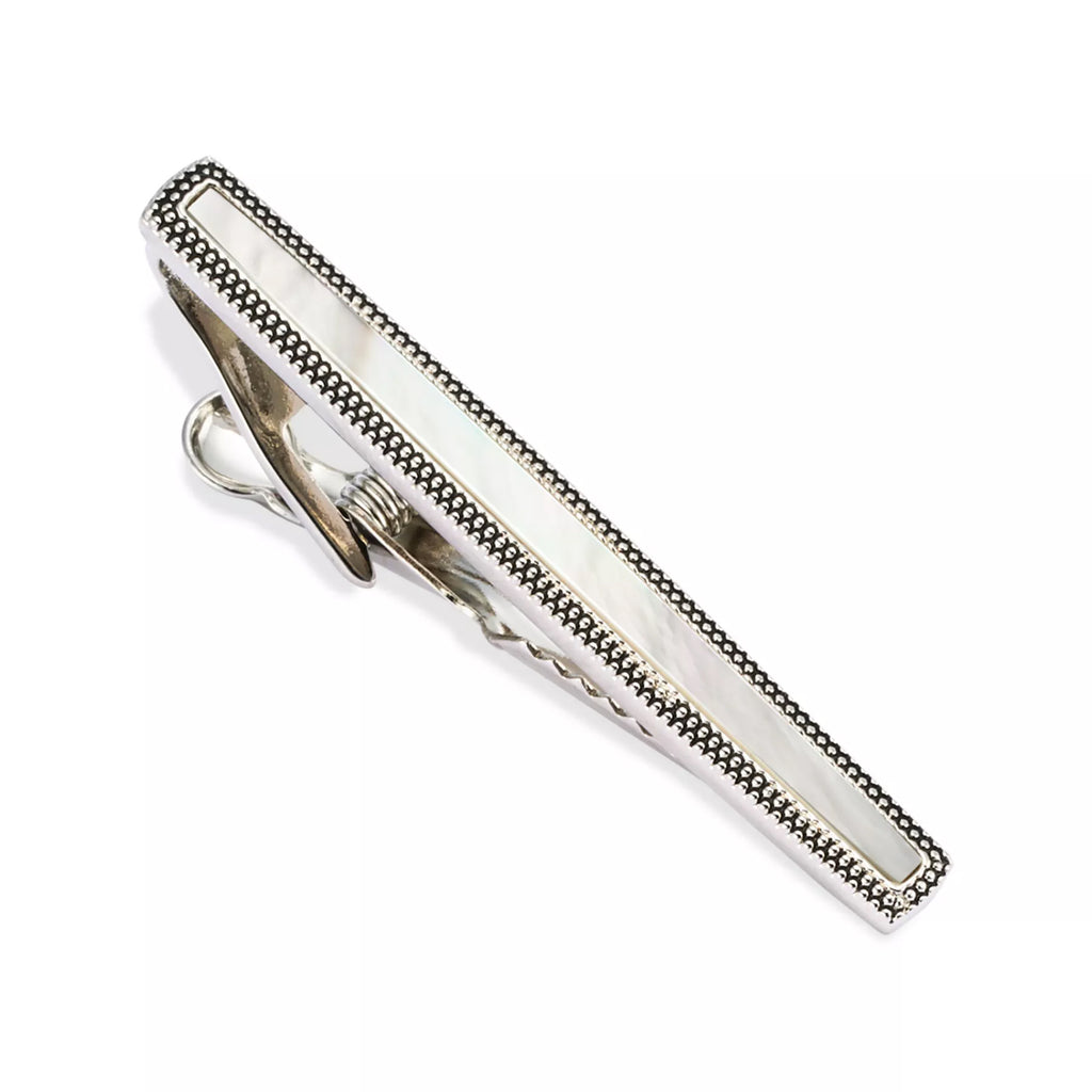 Dotted Frame Mother of Pearl Strip Short Tie Bar