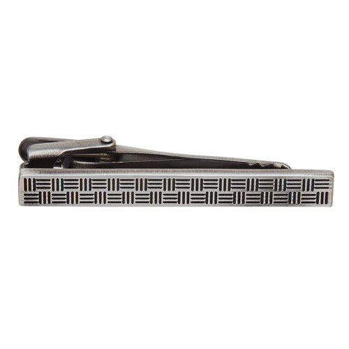 Multi-Line Etched Tie Bar in Silver Tone by LINK UP