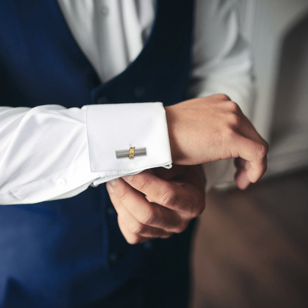 Tube Cufflinks with Wrap Accent