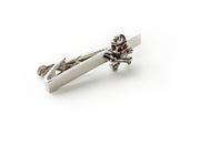 Skull and Crossbones with Red Crystal Tie Bar
