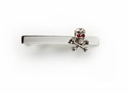 Skull and Crossbones with Red Crystal Tie Bar