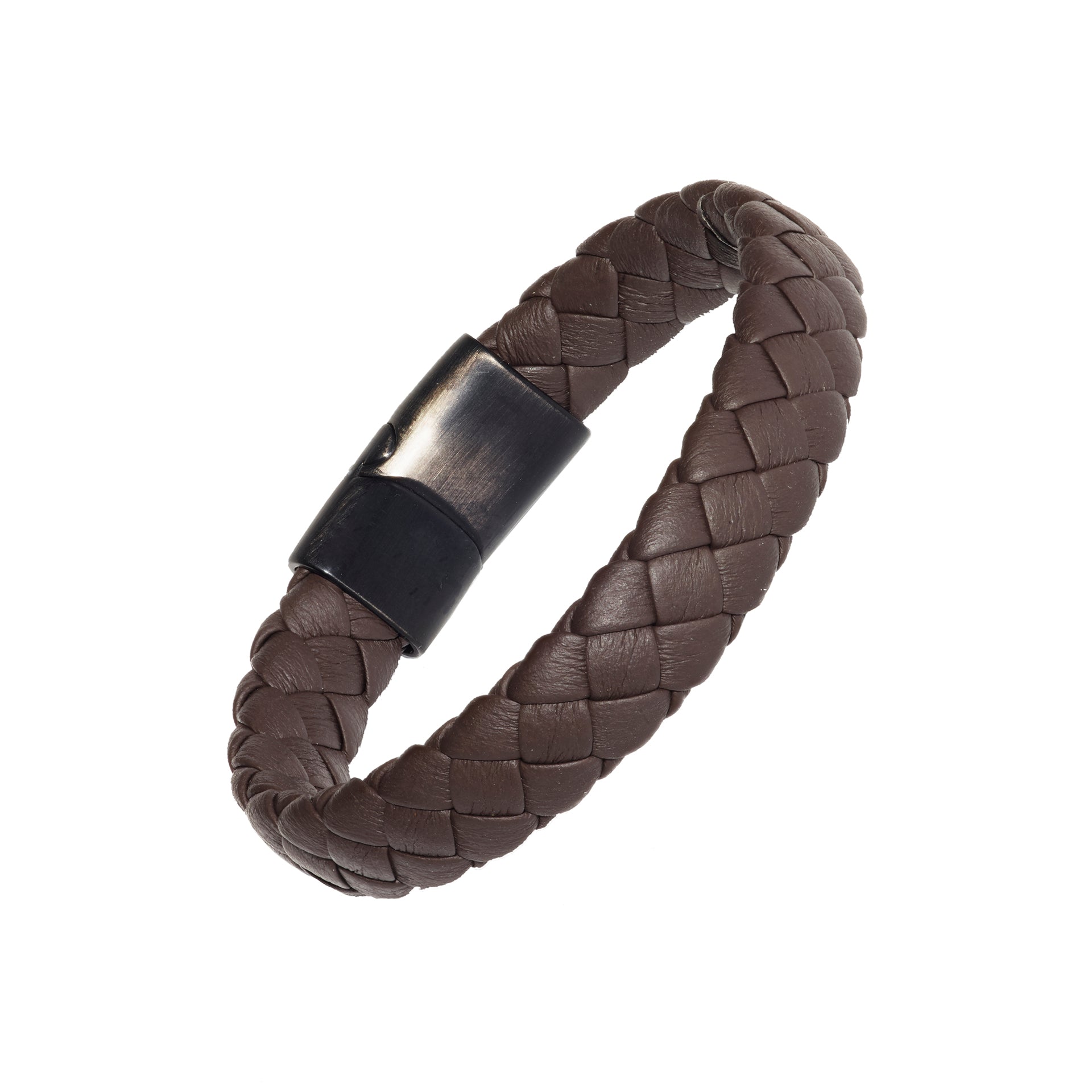 A.R.Z Stainless Steel Brown Leather Steel Clasp Bracelet - Bellagio Jewellers A.R.Z Stainless Steel Brown Leather Steel Clasp Bracelet - Bellagio Jewellers