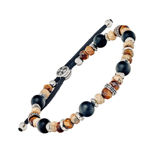 Stainless Steel and Semi-Precious Beaded Bracelet