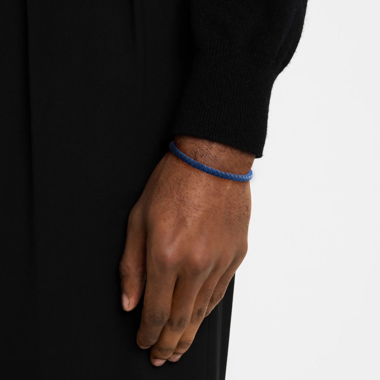 Flexible Braided Leather Bracelet with Stainless Steel