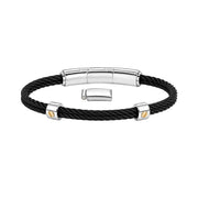 Double Steel Cable Bracelet with Gold Link Detail