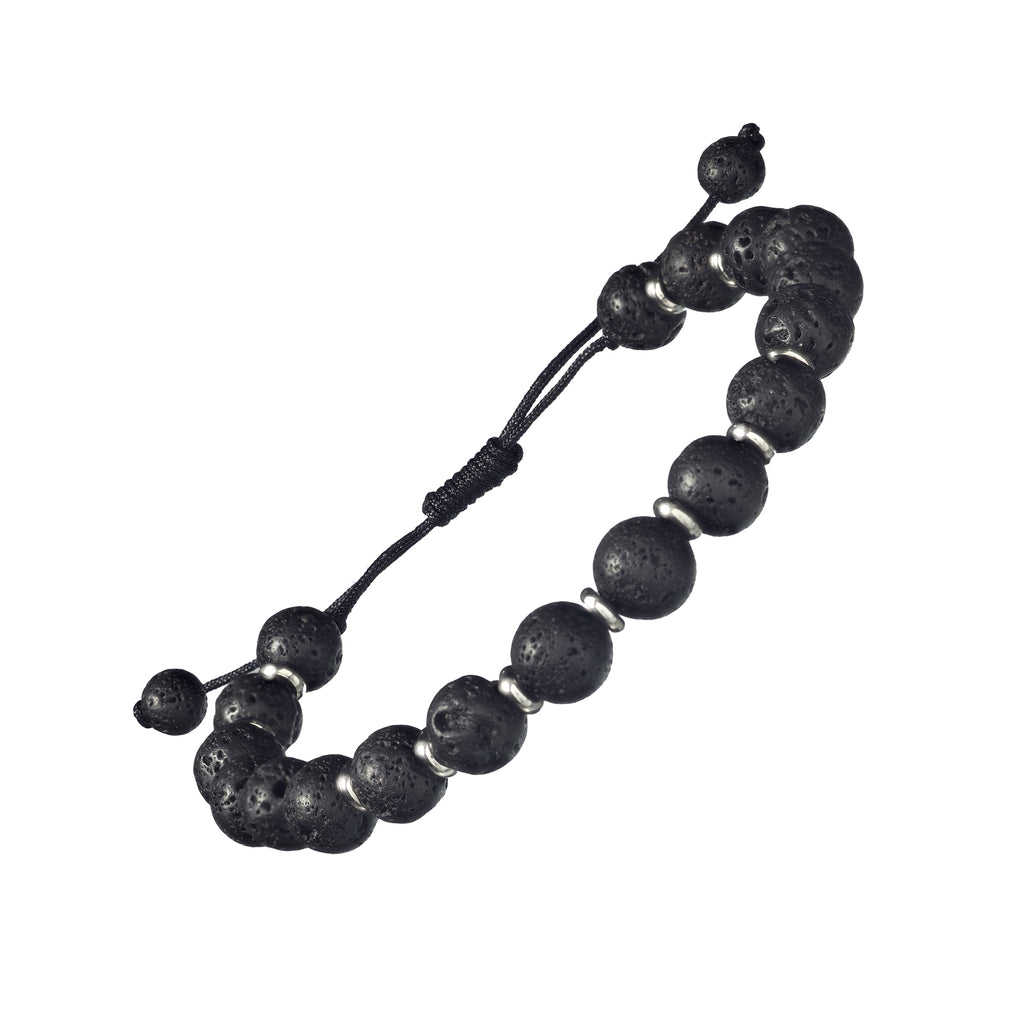 Lava Bead Pull Cord Bracelet with Alternating Accent Beads