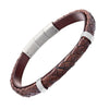 Braided Leather Bracelet with Stainless Steel Detail