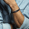 Braided Leather Bracelet with Stainless Steel Anchor Detail