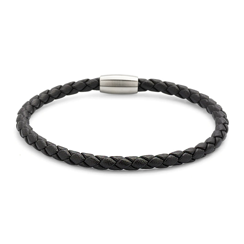 Men's Leather Cord Bracelet with Magnetic Closure