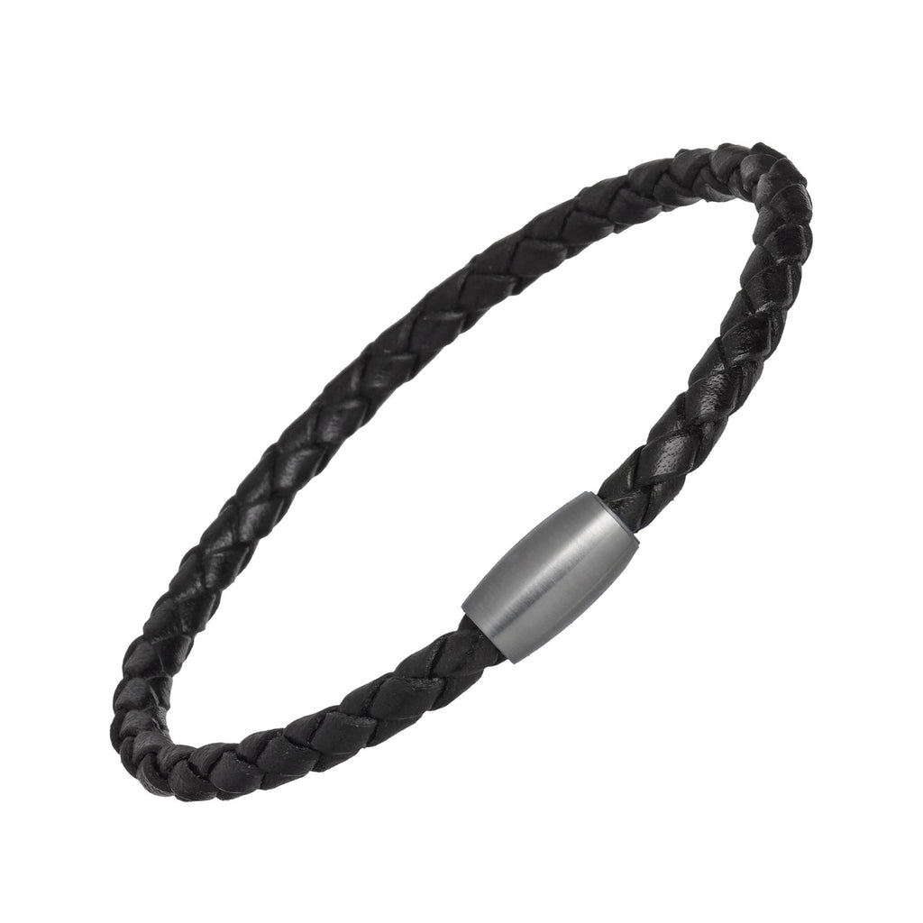 Men's Leather Cord Bracelet with Magnetic Closure