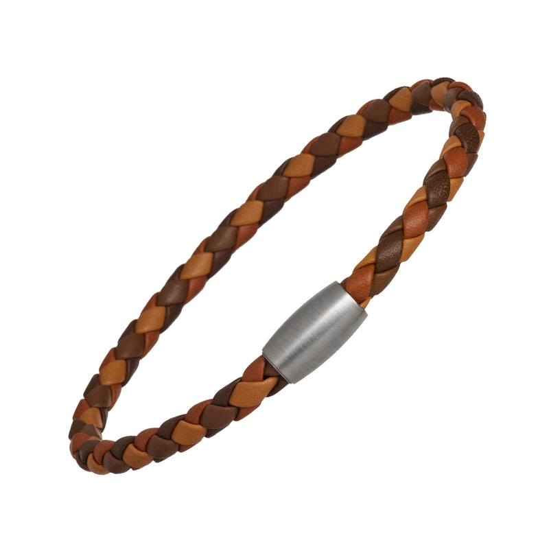 Men's Leather Cord Bracelet with Magnetic Closure