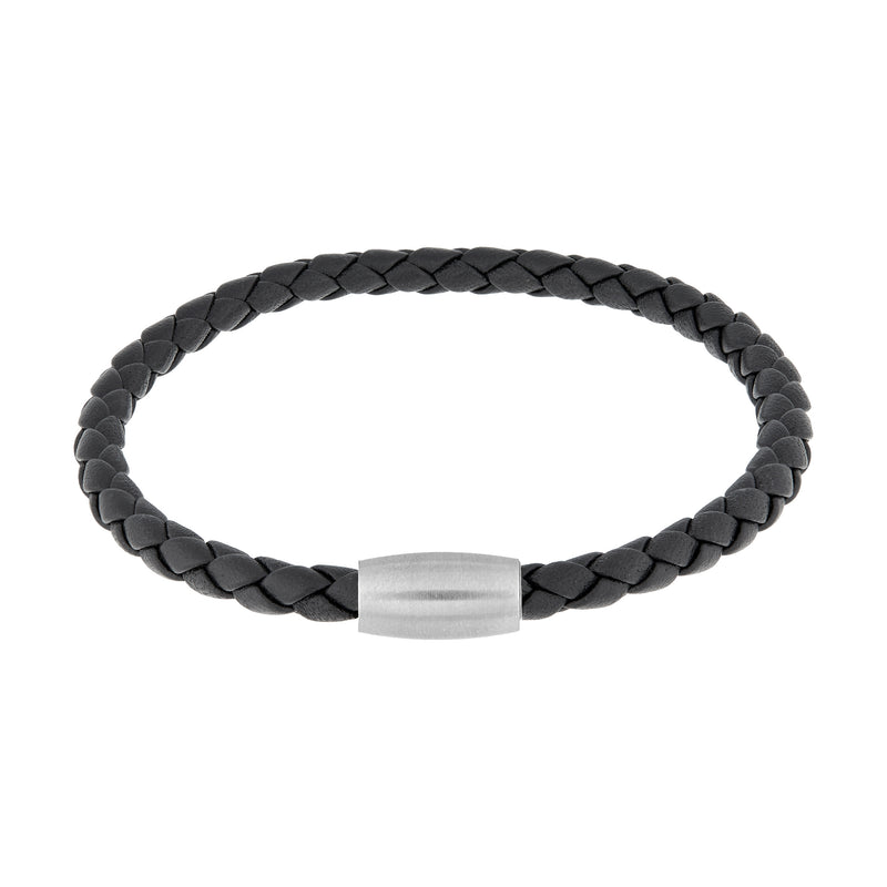 Men's Leather Cord Bracelet with Magnetic Closure