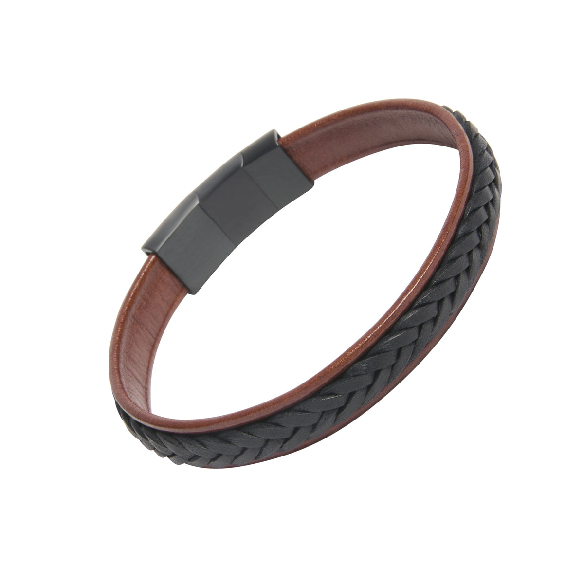 Braid on Leather Strap Bracelet