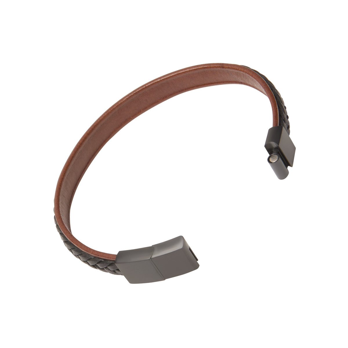 Braid on Leather Strap Bracelet