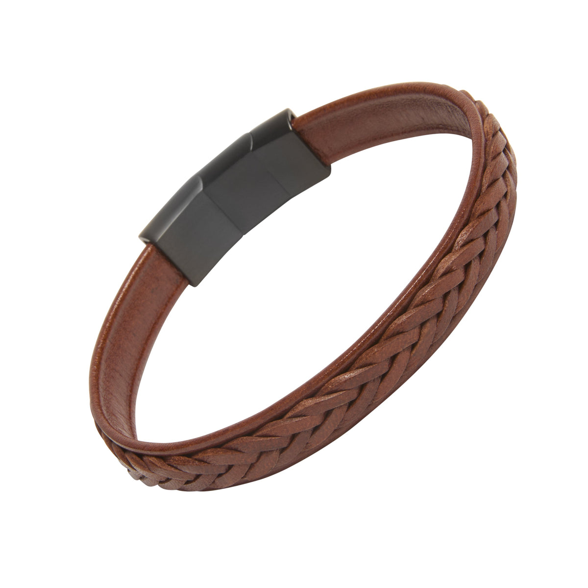 Braid on Leather Strap Bracelet