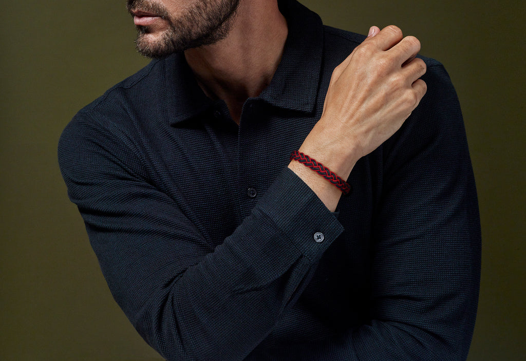 Braided Leather and Nylon Bracelet