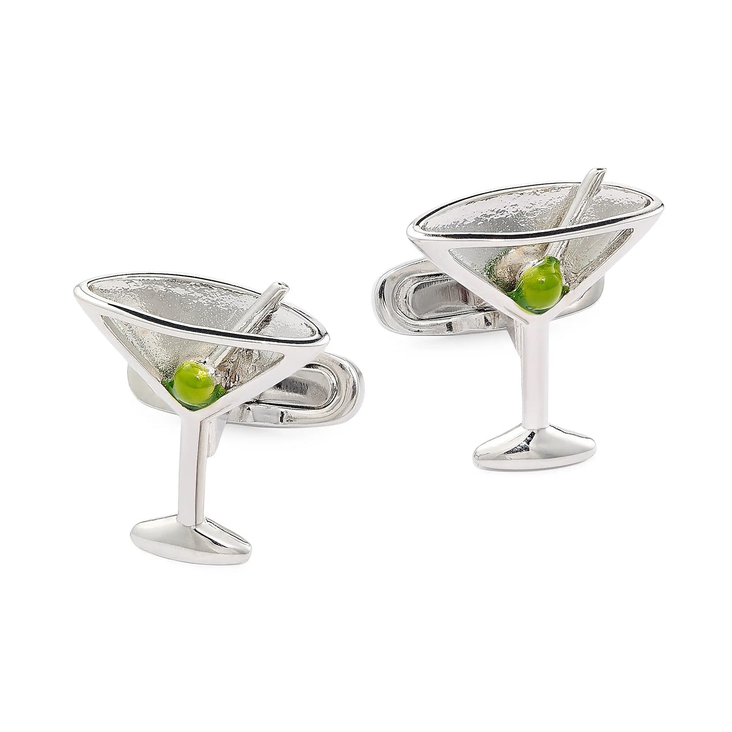 Martini Glass Silver Plated Cufflinks
