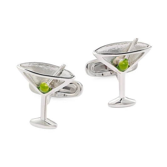 Martini Glass Silver Plated Cufflinks