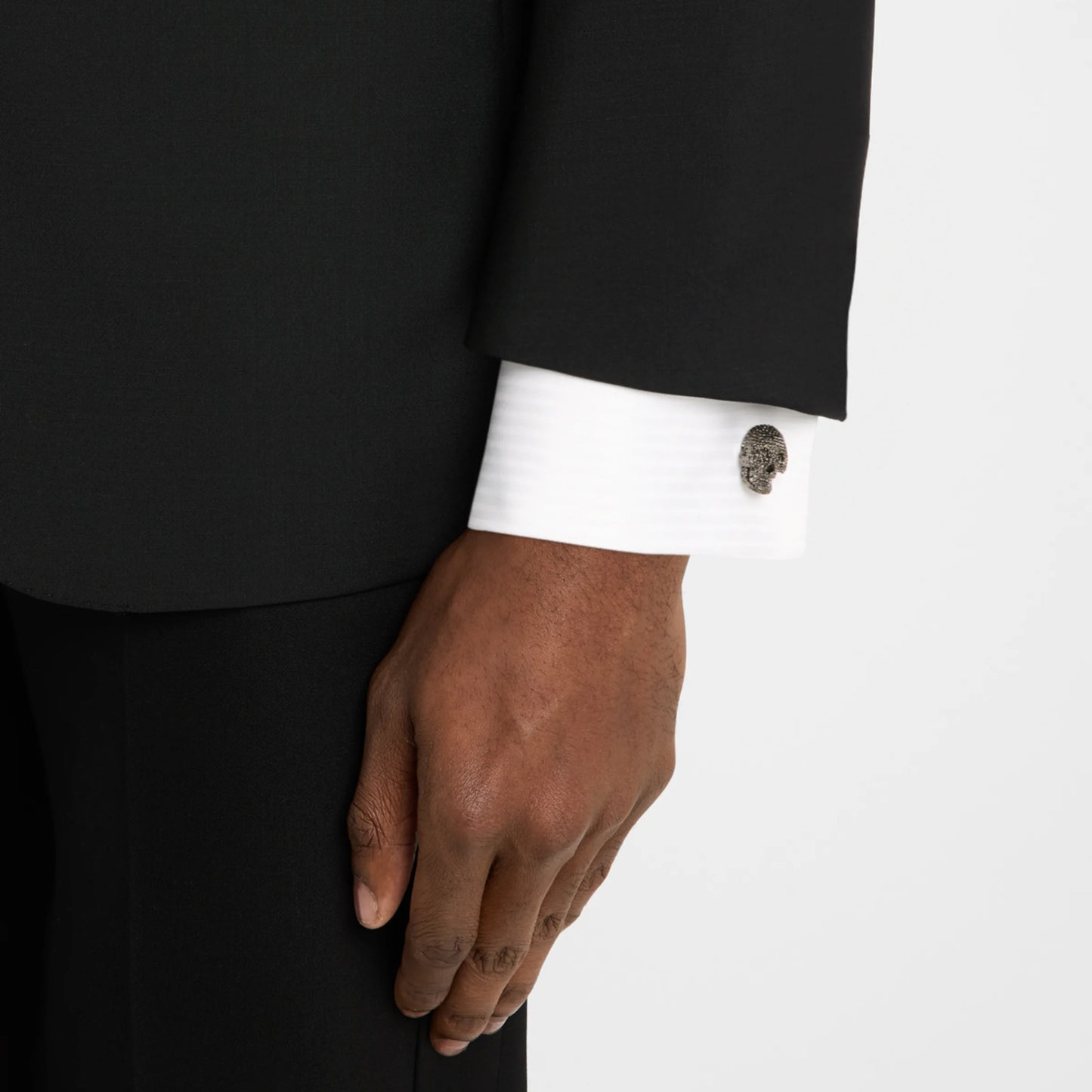 Granulated Gunmetal Skull Cufflinks