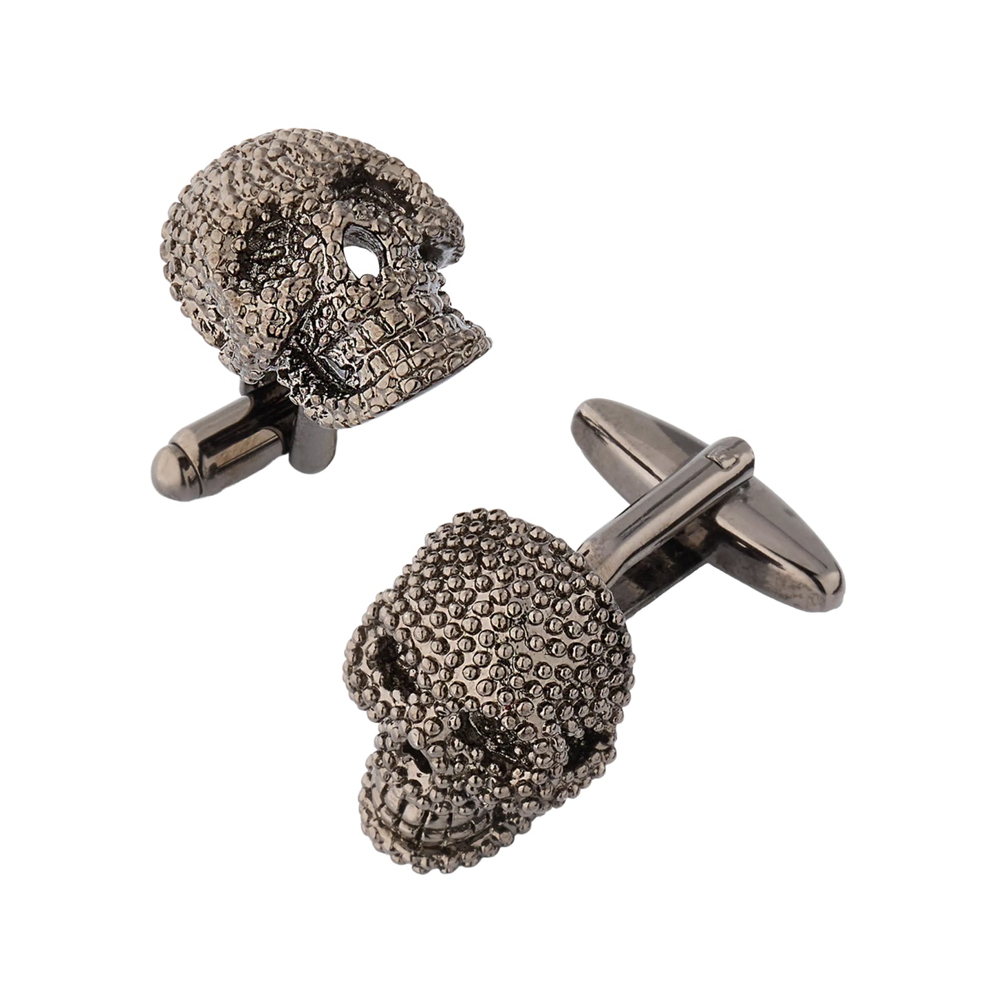 Granulated Gunmetal Skull Cufflinks
