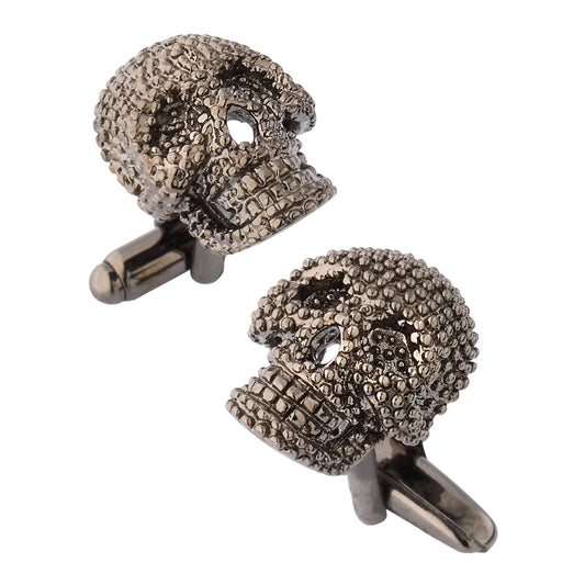 Granulated Gunmetal Skull Cufflinks