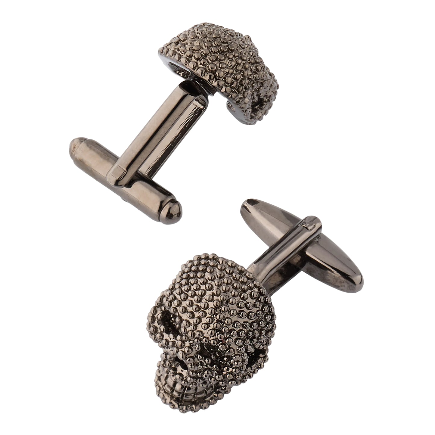 Granulated Gunmetal Skull Cufflinks