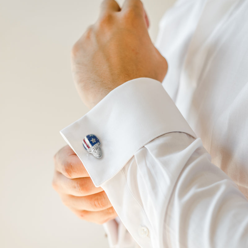 Skull with American Flag Helmet Cufflinks