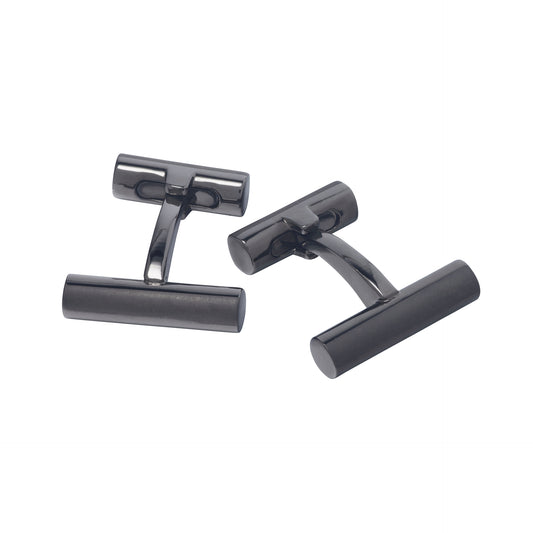 Matte and Shiny Gunmetal Bar Cufflinks