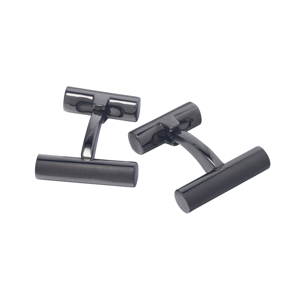 Matte and Shiny Gunmetal Bar Cufflinks
