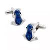Blue Frog Cufflinks with Hand Painted Enamel