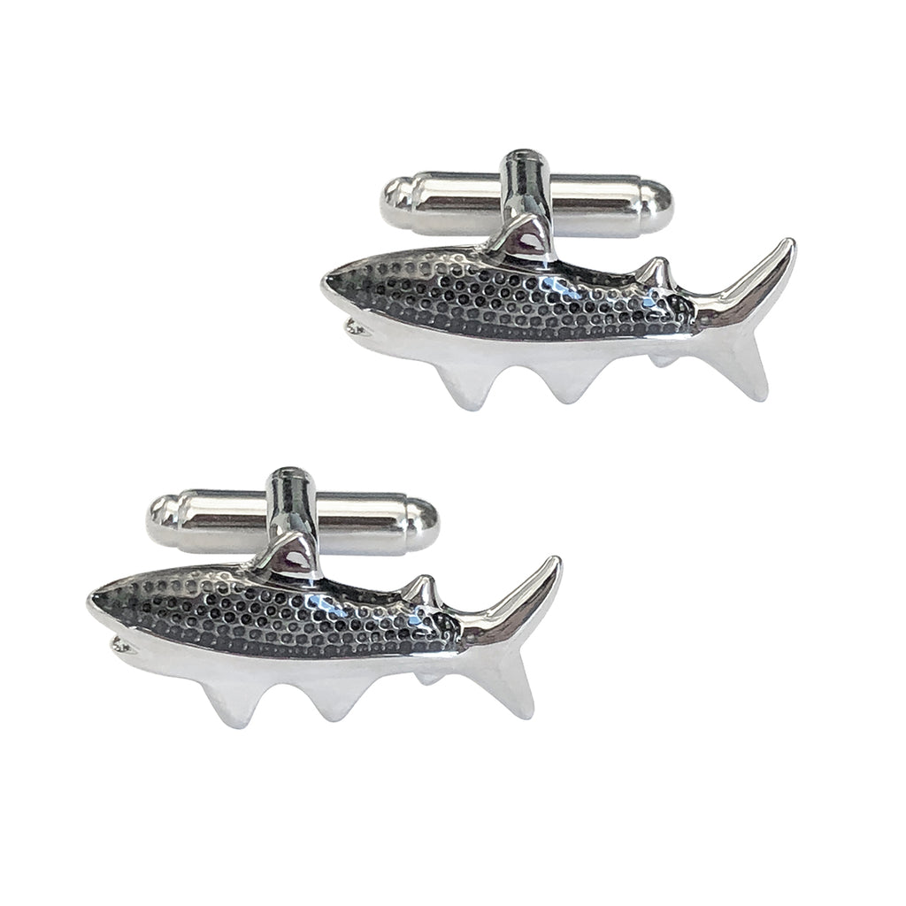 Circling Shark Cufflinks with Hand Painted Gray Enamel