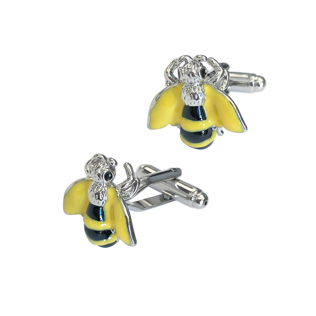 Bumble Bee Cufflinks with Hand Painted Enamel