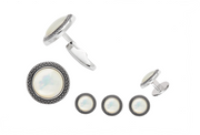 Mother of Pearl Braided Border Cufflinks & Tuxedo Studs