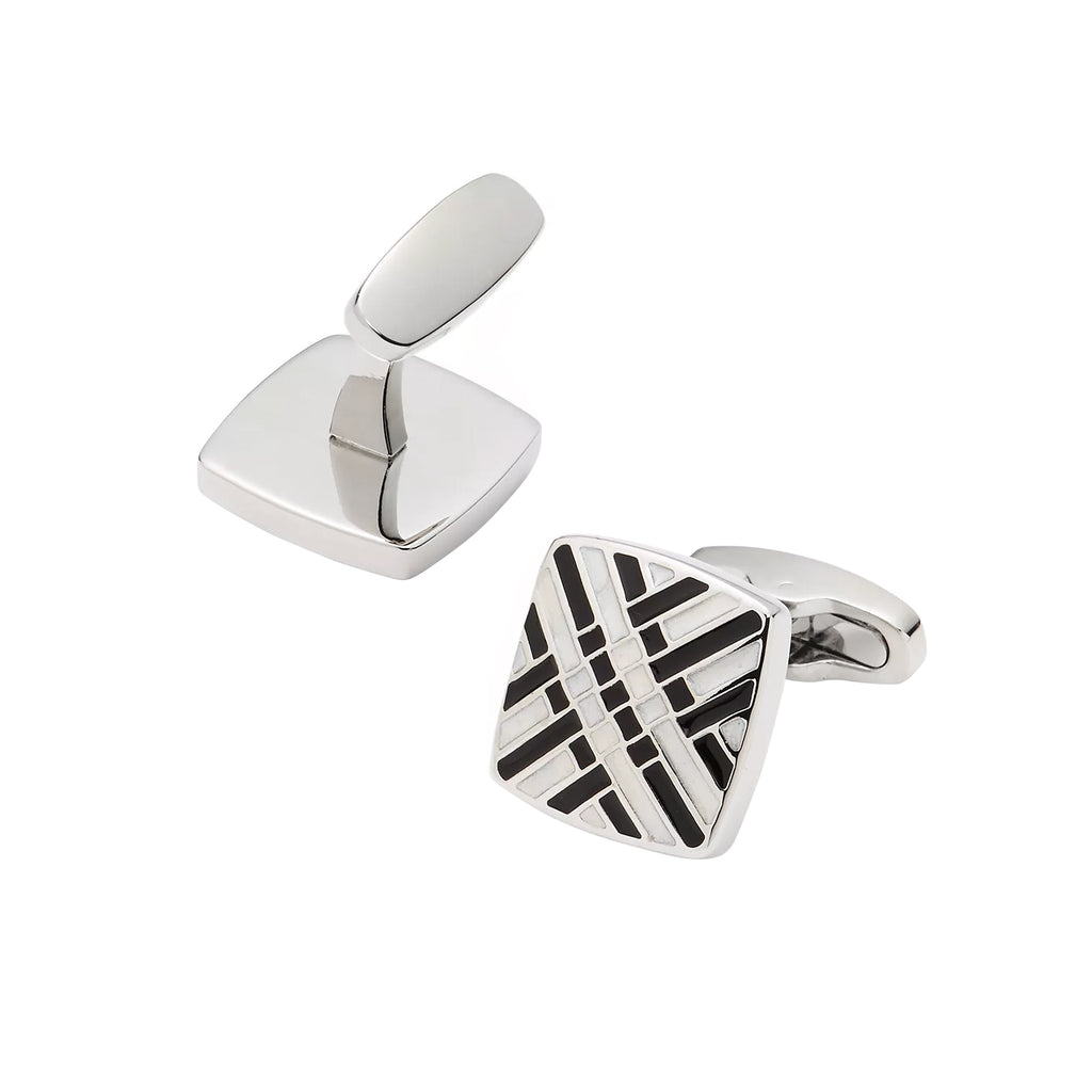 Black and White Soft Square Enamel Cufflinks