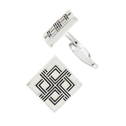 Geometric Mother of Pearl and Black Enamel Cufflinks