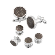 Carbon Round Stud & Cufflinks Set