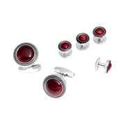 Burgundy Braided Border Cufflinks & Tuxedo Studs