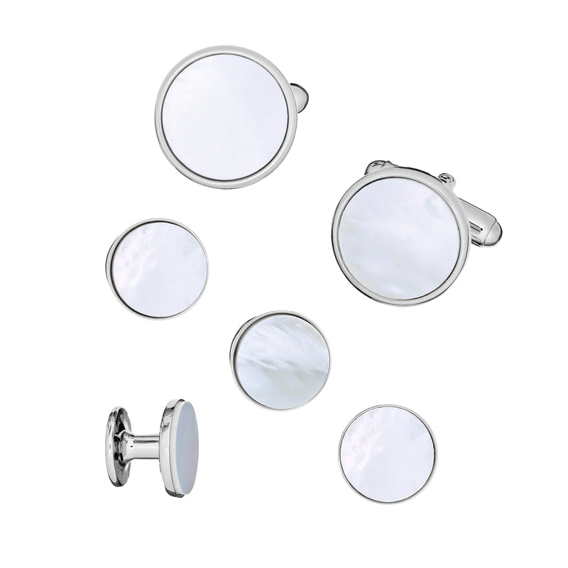 Classic Round Gemstone Cufflinks and Tuxedo Studs