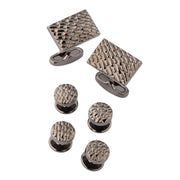 Rectangle Basketweave Cufflinks and Stud Set