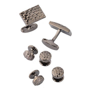 Rectangle Basketweave Cufflinks and Stud Set