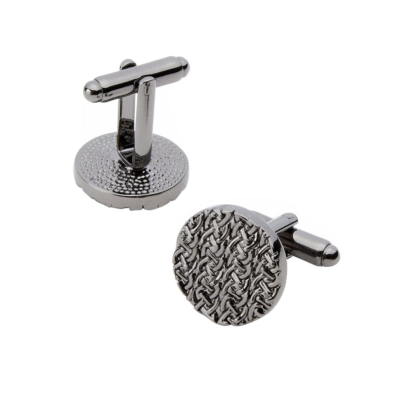 Chainlink Round Cufflinks Gunmetal Finish