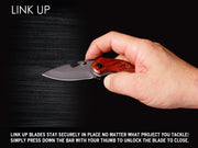 Folding Pocket Knife with Etched Mountain Silhouette Wood Handle
