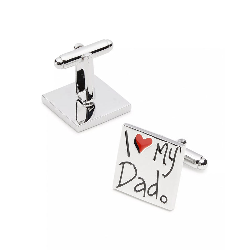 I Heart My Dad Cufflinks with Red Enamel Accent