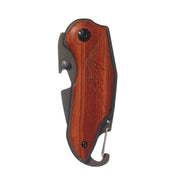 Folding Pocket Knife with Etched Mountain Silhouette Wood Handle