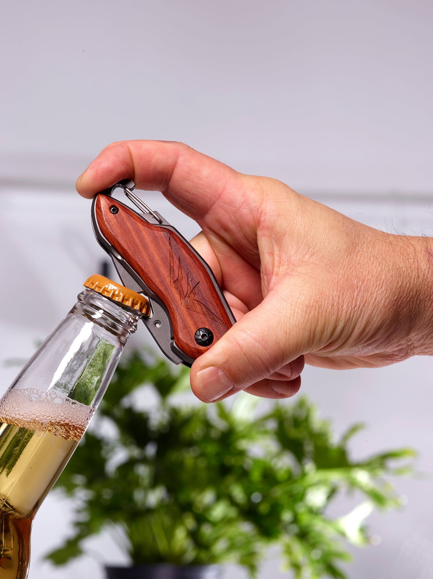 Folding Pocket Knife with Etched Mountain Silhouette Wood Handle