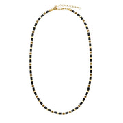 Stone Bead Necklace with Steel and Gold Vermeil accents