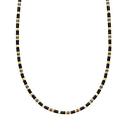 Stone Bead Necklace with Steel and Gold Vermeil accents